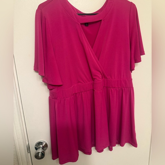 torrid Tops - Torrid Pink Blouse with Flutter Sleeves